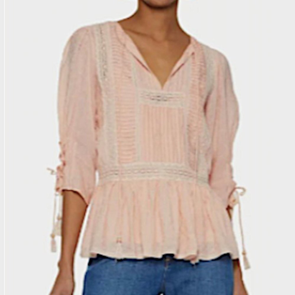 Love Sam lace trim pleated top